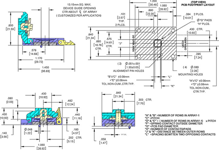 Kelvin Test socket, Burn-in socket, CSP, BGA, LGA, QFN,QFP, MLF, DFN, SSOP, TSSOP, TSOP, SOP, SOIC, LCC, PLCC, TO, SMT, PGA, Ball grid Array, Land Grid array, Micro, Micro BGA, µBGA, Bump-Array, Test & burn in, Spring Probe, probe, pogo, pin, Aries, Larsen Associates, Chip, Integrated Circuit, IC sockets