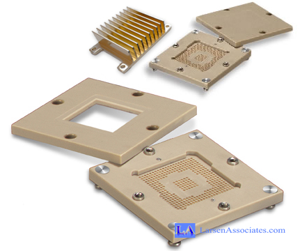 Open top socket optical inspection access hole screw dwon lid test socket burn-in socket hybrid heat sink