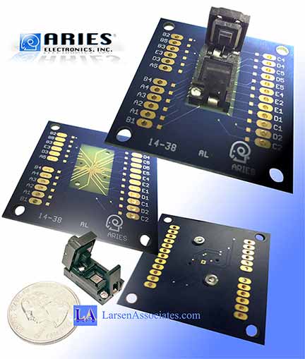 custom test fixture breakout board with IC test socket Aries Larsen