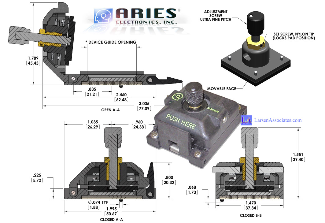 Adjustable pressure Test Socket CSP Aries Larsen Associates